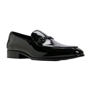 Aldo Men's Umo Black Patent Loafer With Chain Pillow Tech Flex Sz 9.5 NEW! $168